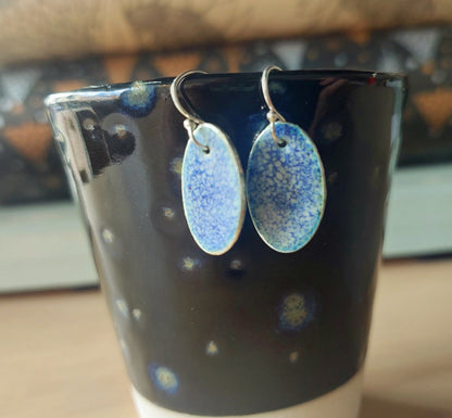 Silver seas enamel earrings