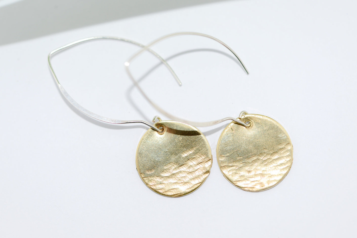 Wave earrings - silver. Brass pictured. On short hooks