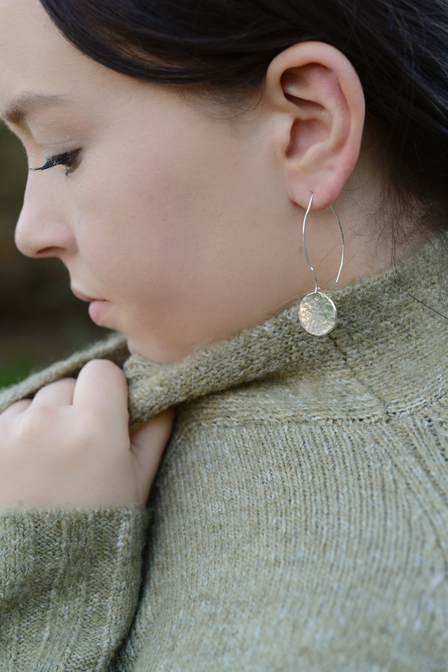 Silver Hammered Disc Earrings - Sarah Munnings Jewellery
