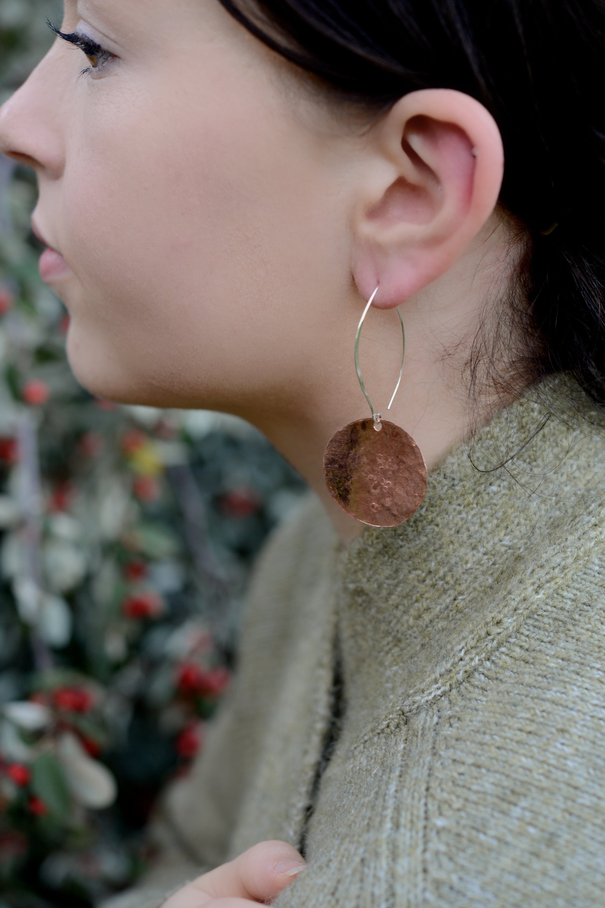 Large Copper Disc Earrings - Sarah Munnings Jewellery