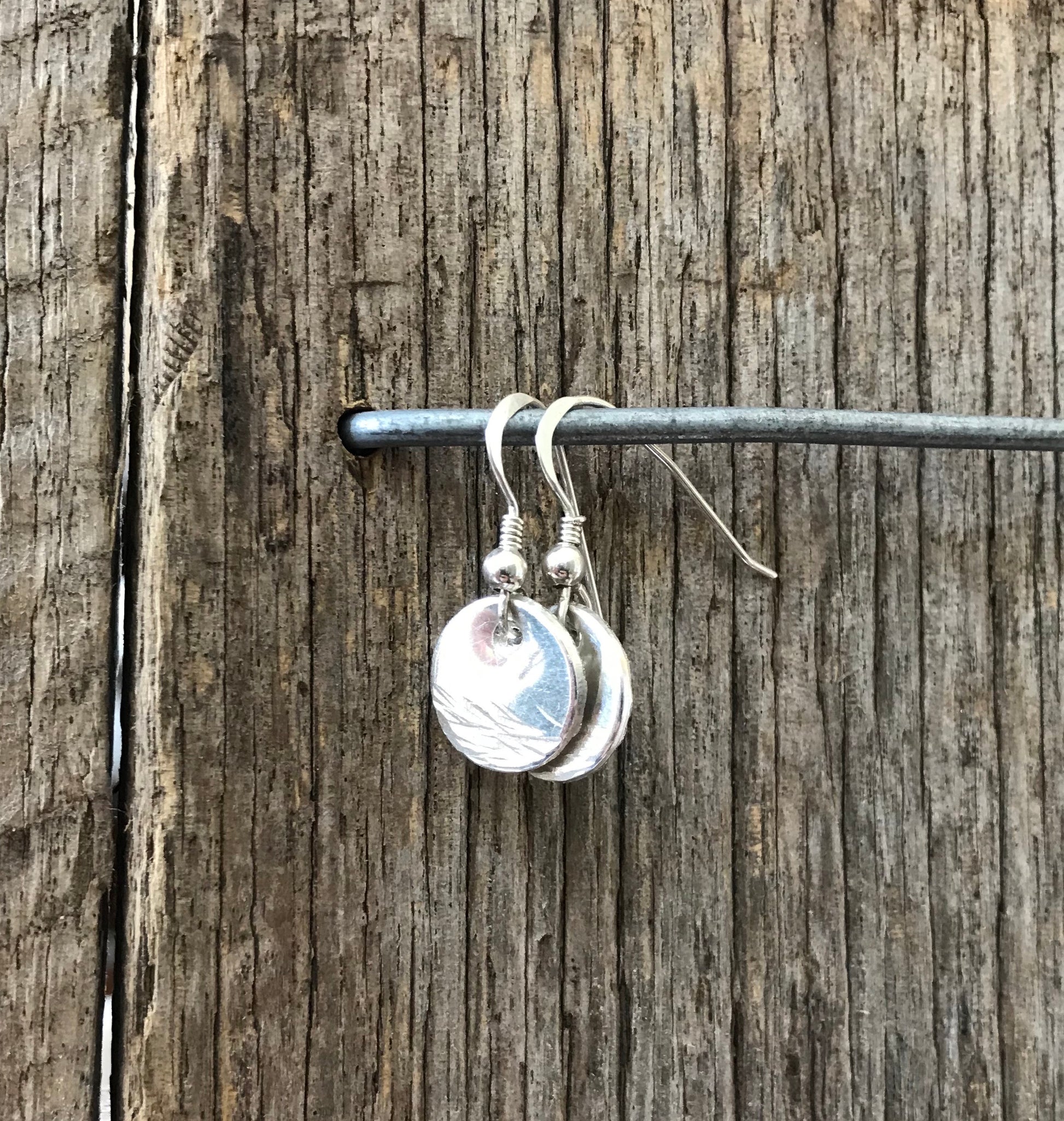 Tiny Silver Hammered Disc Earrings - Sarah Munnings Jewellery