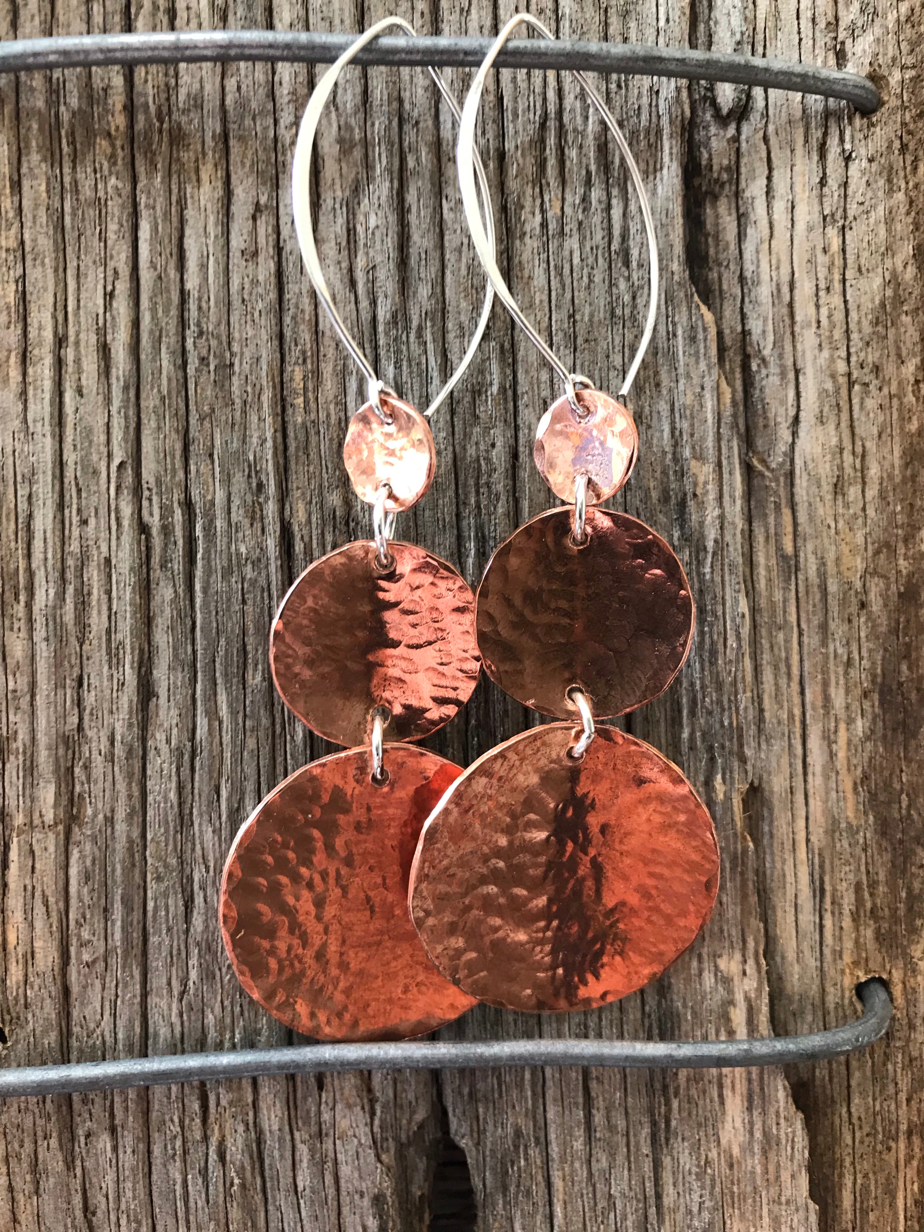 Hammered copper clearance earrings